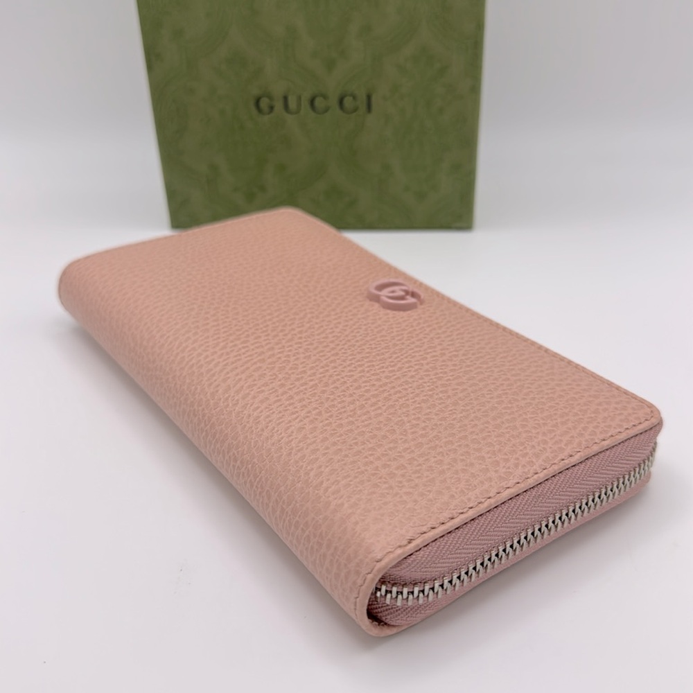 NEW GUCCI GG MARMONT PINK ZIP AROUND LEATHER WALLET BOX! - Picture 6 of 16